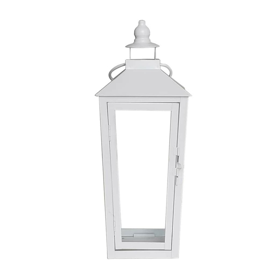 Home & Decor * | Wholesale 15.7 White Metal Lantern By Ashland