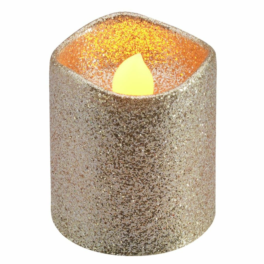 Home & Decor * | Flash Sale Champagne Glitter Led Votive Candles By Ashland 12Ct.