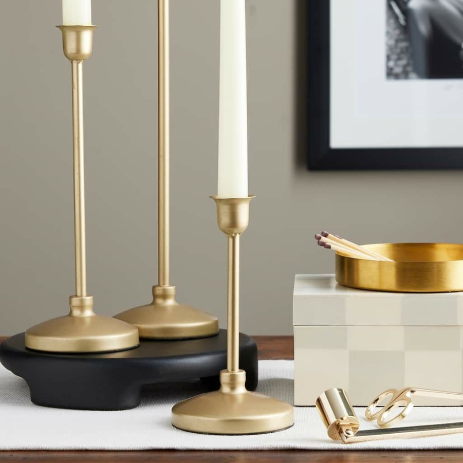 Home & Decor * | Flash Sale Metal Taper Candle Holder By Ashland Gold