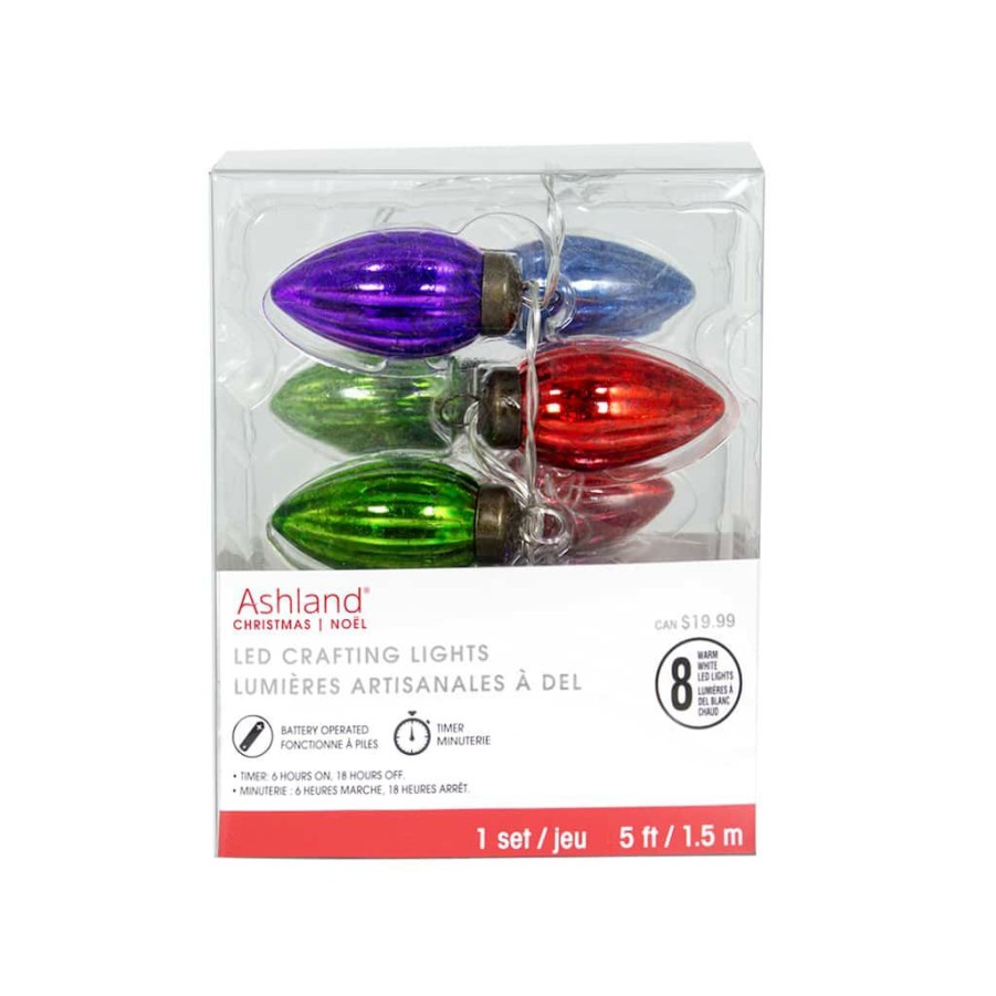 Home & Decor * | Hot Sale 8Ct. Multicolor Long Mercury Ornament Led Crafting Lights By Ashland