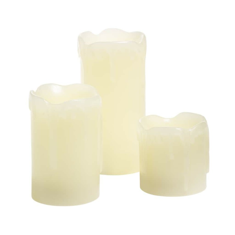 Home & Decor * | Discount Flameless Real Wax Led Pillar Candle Set By Ashland