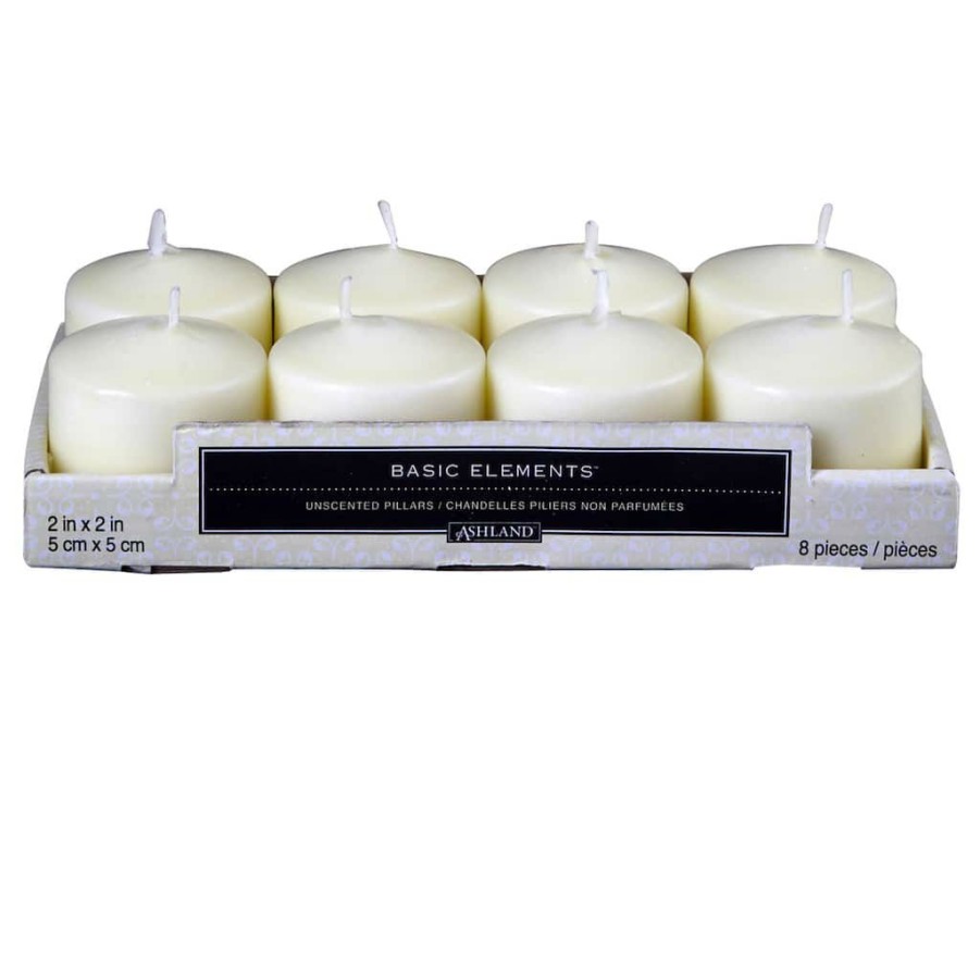 Home & Decor * | New Ashland Basic Elements Ivory Pillar Candles, Value Pack