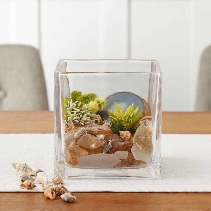 Floral * | Brand New 6 Square Glass Vase By Ashland