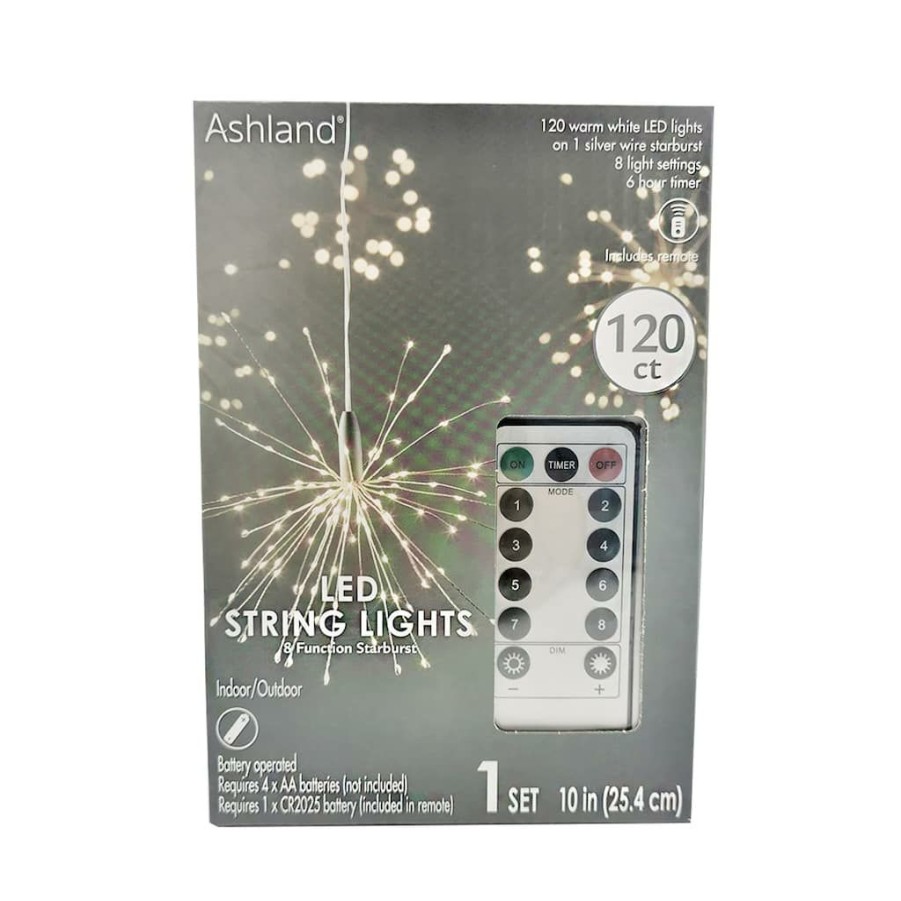 Home & Decor * | Wholesale 120Ct. Warm White Led Silver String Lights Starburst By Ashland