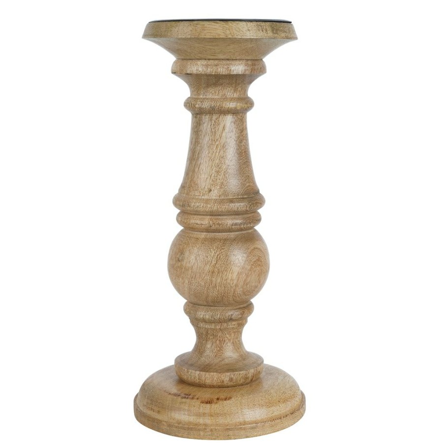 Home & Decor * | Top 10 Wood Carved Pillar Candle Holder By Ashland Brown