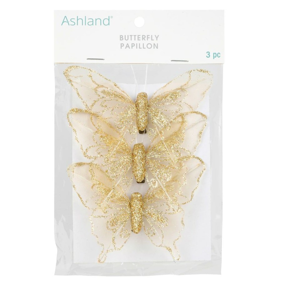 Floral * | New Glitter Butterfly Embellishments By Ashland