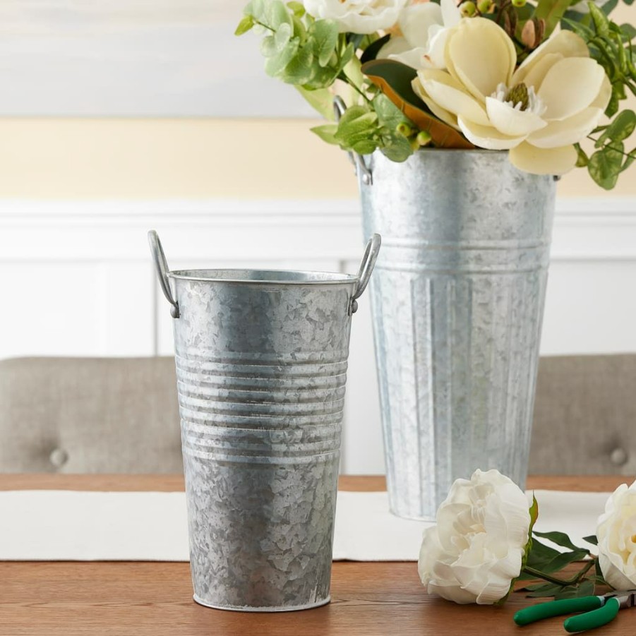 Floral * | Best Deal 10 Whitewashed Galvanized French Bucket By Ashland