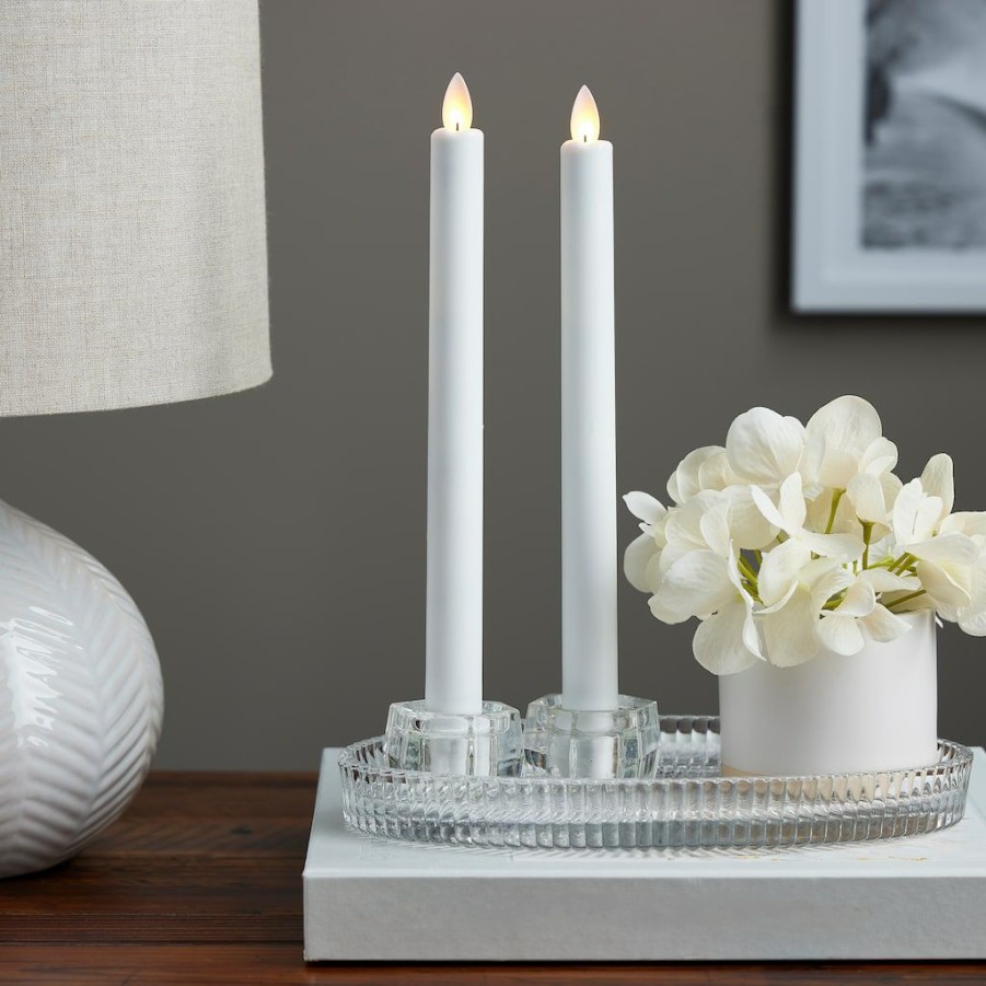 Home & Decor * | Wholesale Iflicker White Led Taper Candle Set By Ashland