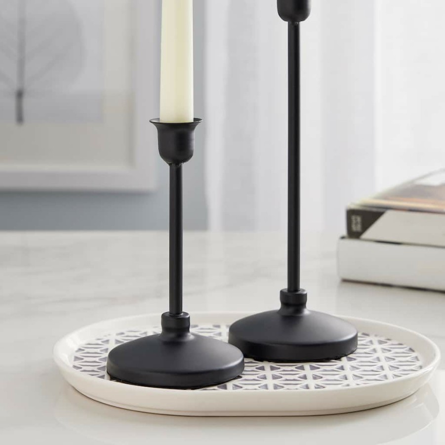 Home & Decor * | Cheap Metal Taper Candle Holder By Ashland Black