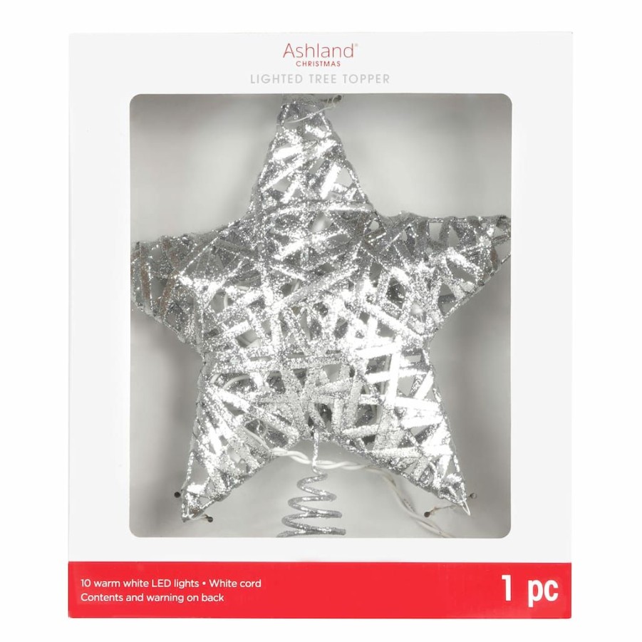 Home & Decor * | Discount 11 Silver Grapevine Star Led Tree Topper By Ashland