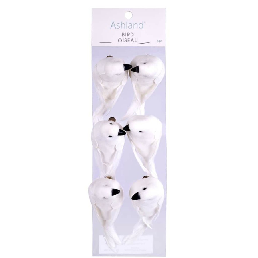 Floral * | Deals 8 Packs: 6 Ct. (48 Total) White Feather Birds By Ashland