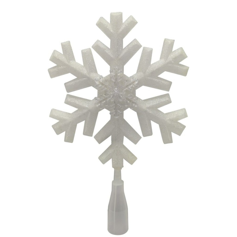 Home & Decor * | Outlet 12 White Lighted Snowflake Tree Topper By Ashland