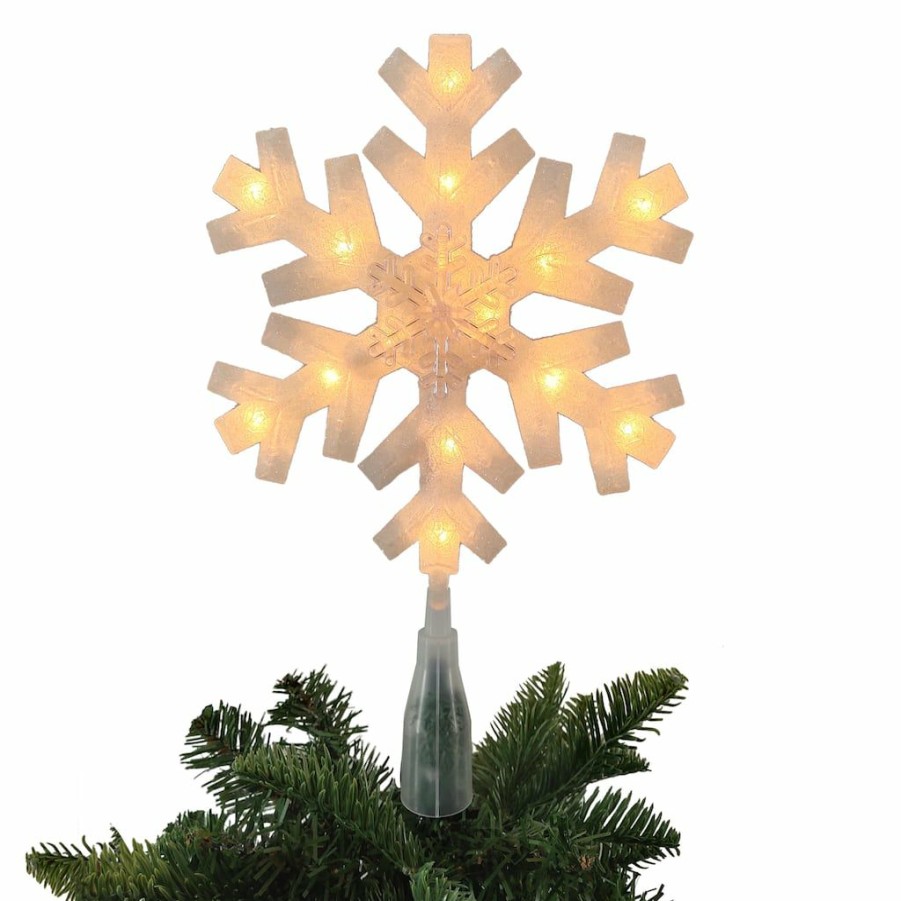 Home & Decor * | Outlet 12 White Lighted Snowflake Tree Topper By Ashland