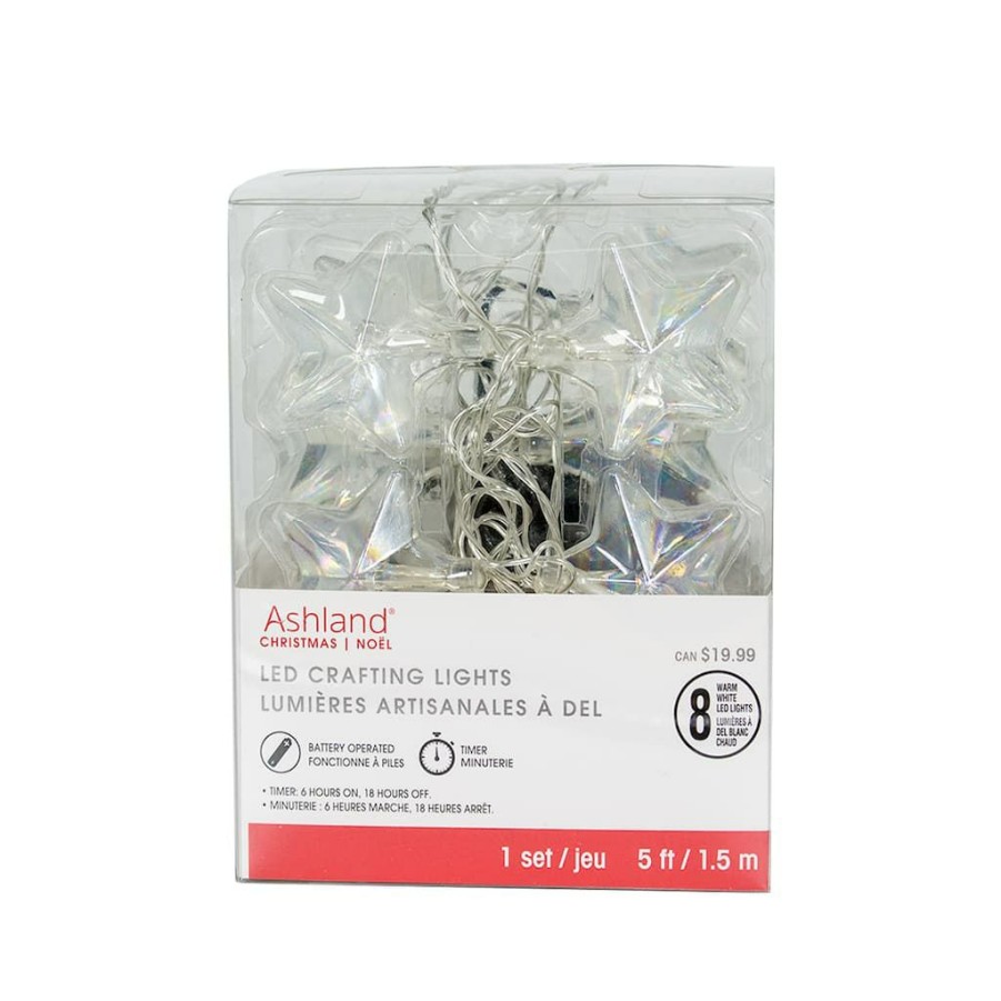 Home & Decor * | Deals 8Ct. Warm White Iridescent Star Led Crafting Lights By Ashland