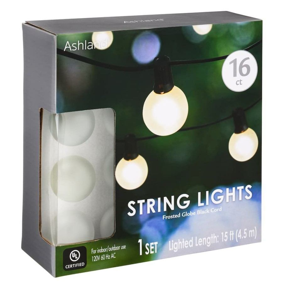 Home & Decor * | Budget 16Ct. Frosted Globe String Lights By Ashland