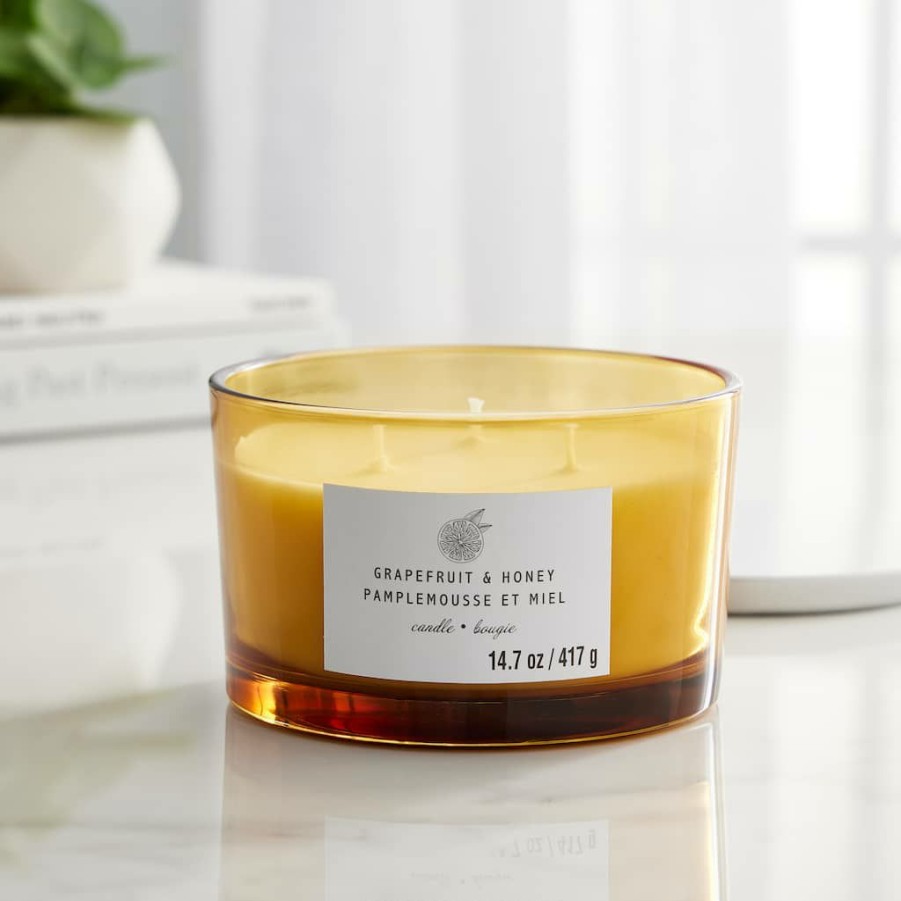 Home & Decor * | Buy Grapefruit & Honey 3-Wick Jar Candle By Ashland