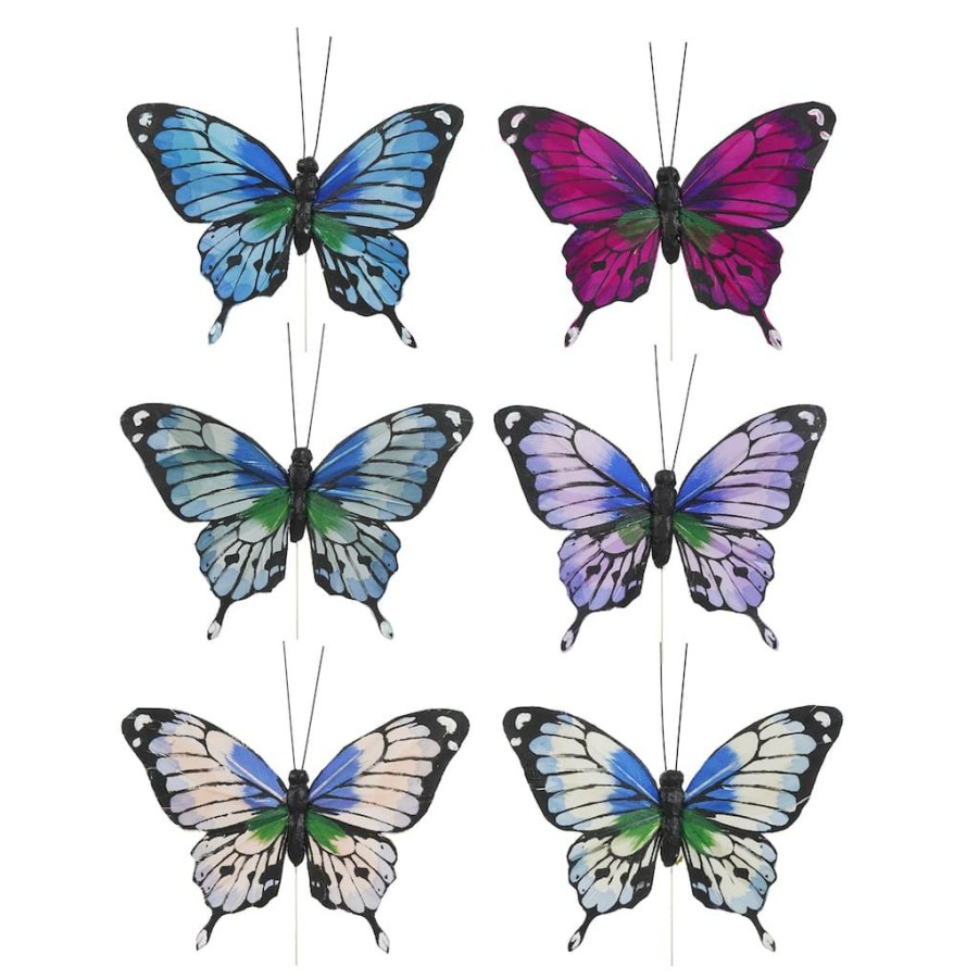 Floral * | New 10.2 Blue, Purple & Green Feather Butterfly By Ashland