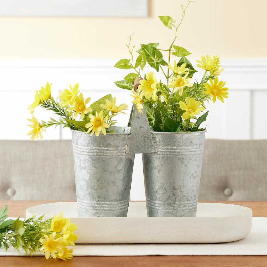 Floral * | Best Sale 9.6 Mini Galvanized Double Bucket By Ashland