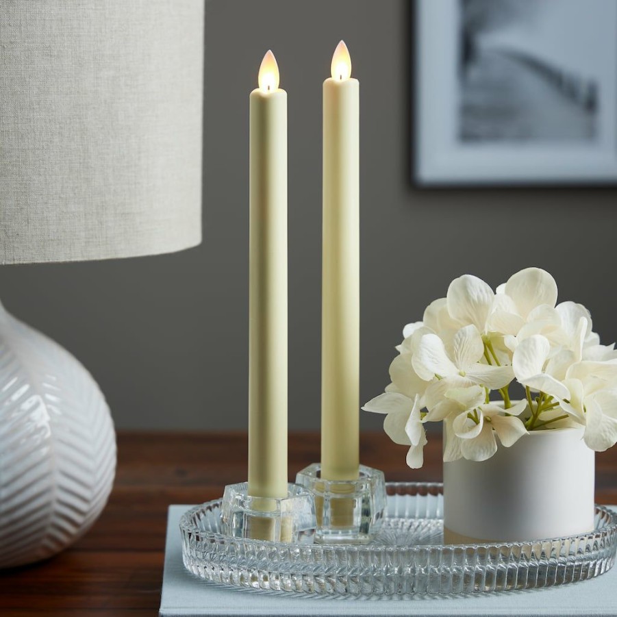 Home & Decor * | Deals Iflicker Ivory Led Taper Candle Set By Ashland