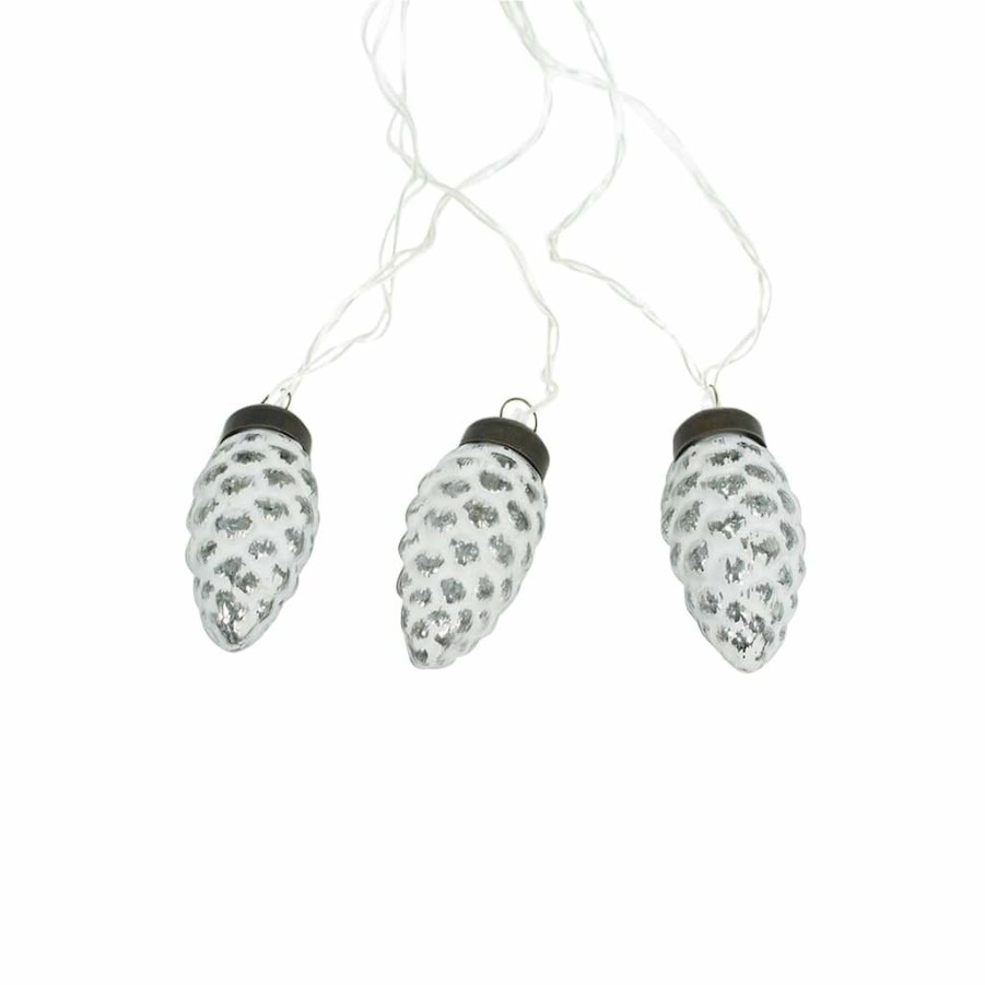 Home & Decor * | Best Reviews Of 8Ct. White Pinecone Led Crafting Lights By Ashland