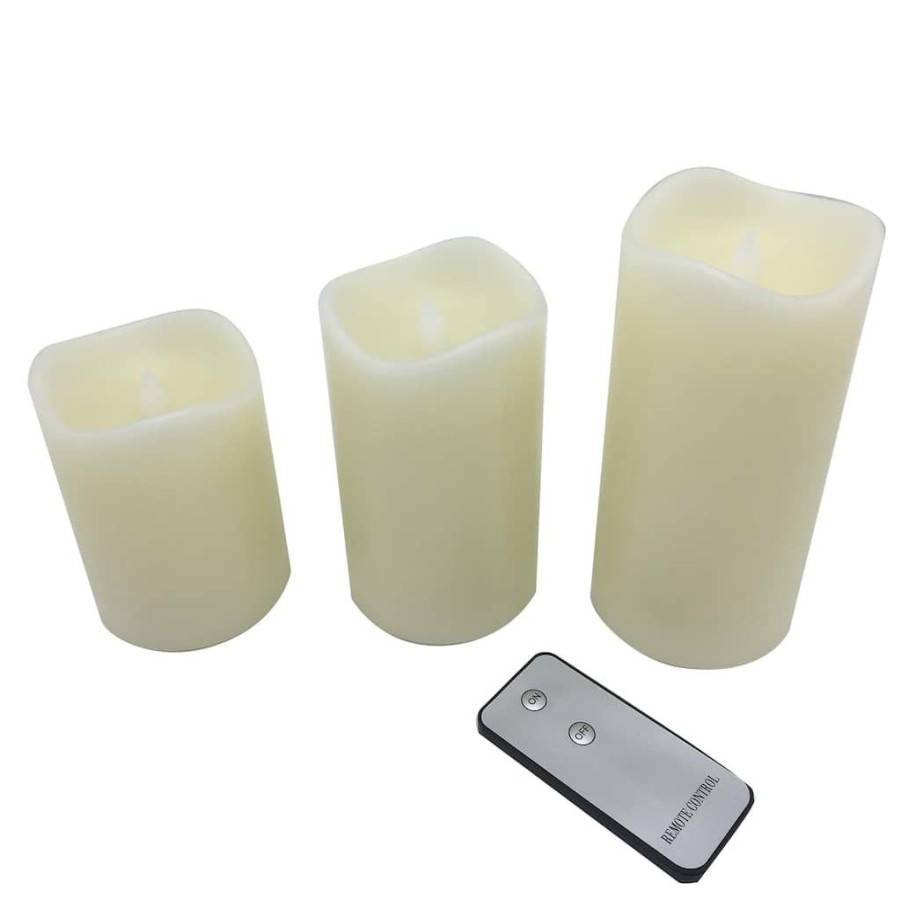 Home & Decor * | Cheap Led Flame Pillar Candle Set By Ashland