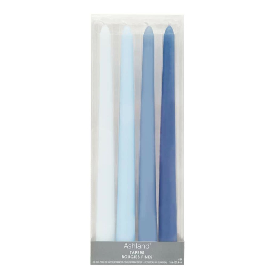 Home & Decor * | Promo 10 Mixed Blue Taper Candles By Ashland , 4Ct.